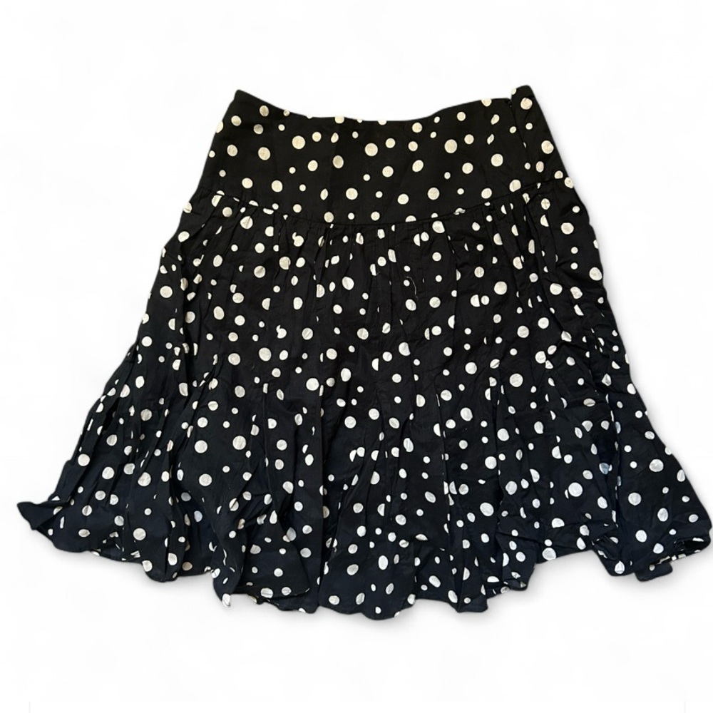 Black and White Polka Dot Pleated Skirt